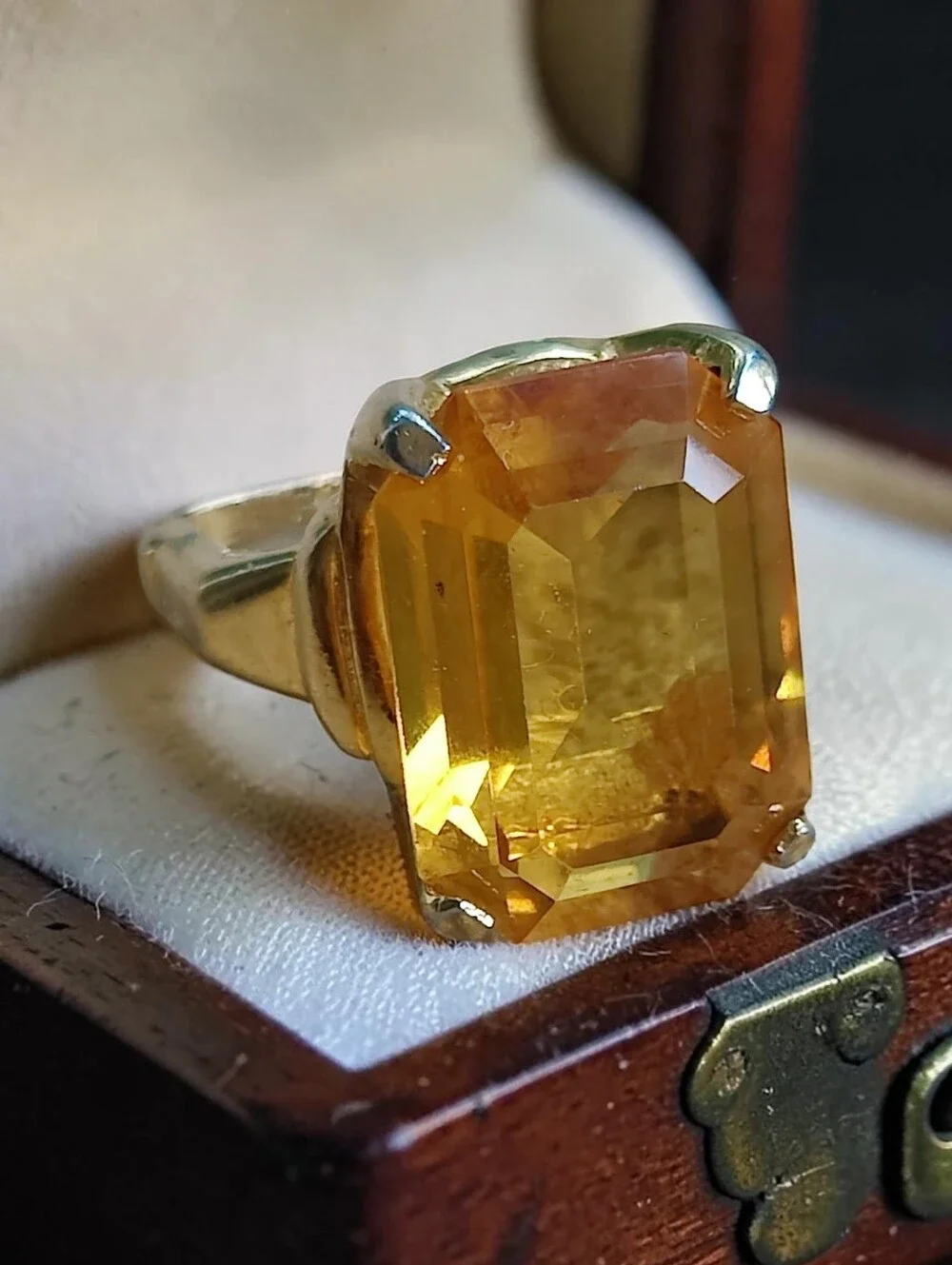 Vintage Vendome Citrine Glass Ring